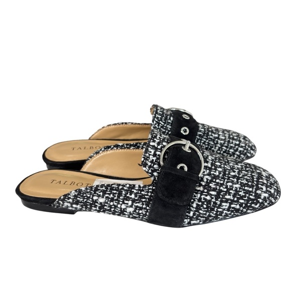 Talbots Stella Tweed Mules Womens Shoe Size 6.5 Classic Preppy Black White NEW - Picture 4 of 10